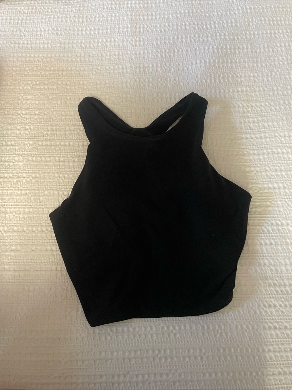Athleta Black High-Neck Racerback Crop Top